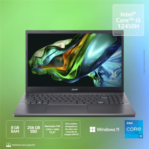 Notebook Acer Aspire 5 A515-57-55b8 Intel I5 12450h 8gb Ssd 256gb Tela 15,6 Fhd Windows 11 Home 64 Bits